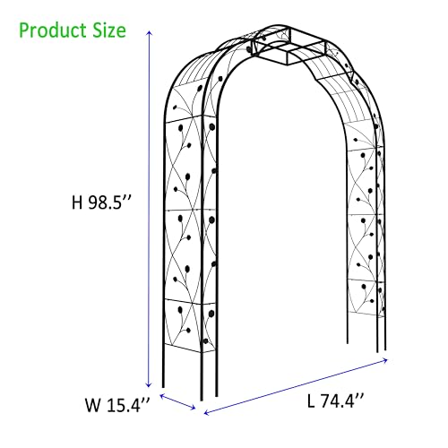 Metal Garden Arch 98.4" H Garden Arbor Trellis for Outdoor Climbing Plants Support Rose Lawn Tall Super Large Event Arch