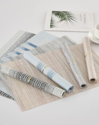 Geometric Print Blue Placemats Set of 8 (2.75 Count)