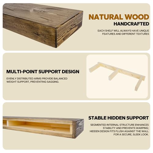 Floating Shelves 3 inch Thick for Wall Set of 2 (2 Count)