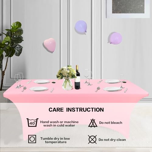 2 Pack 4FT Table Cloth for Rectangular Spandex Light Pink Cover (2 Count)