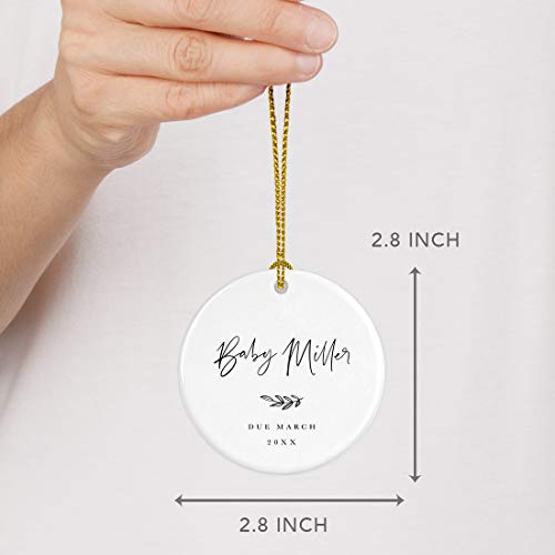 Personalized Round Ceramic Porcelain Christmas Tree Ornament Keepsake Collectible Gift for New Baby