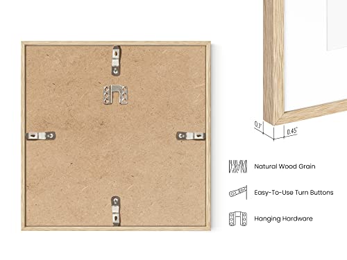 Beige Oak Wood 10x10 Picture Frame Matted to 5x5