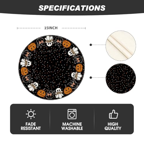 Ghost Cat Halloween Round Placemats Set of 4 (4 Count)