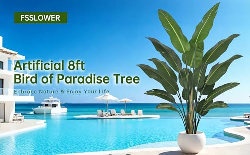 Artificial Bird of Paradise Tree 8FT 17 Thick Matte Texture Leaves
