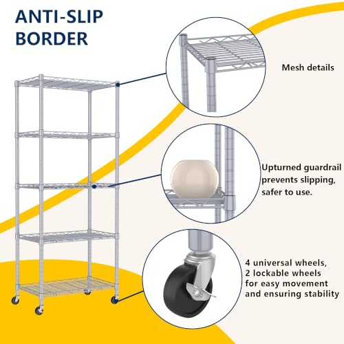 5 Wire Shelving Metal Storage Rack Adjustable Shelves