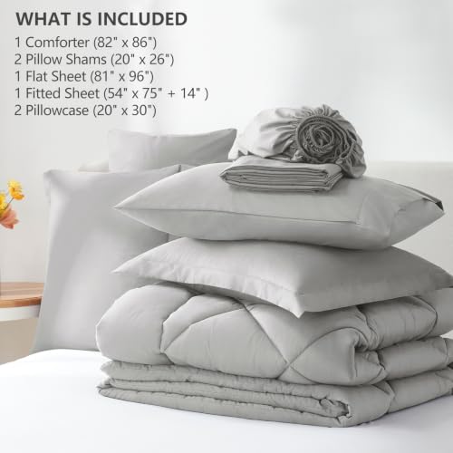 Full Comforter Set 82"x86" Light Grey
