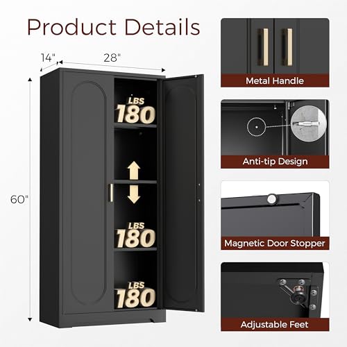 60" Tall Metal Storage Cabinet with Doors