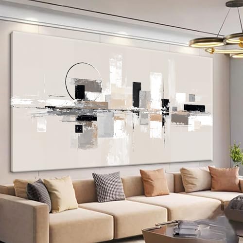 Large Abstract Wall Art For Living Room Painting Black White Wall Art Prints Minimalist Grey Brown Abstract Art Modern Canvas Art Wall Decor Picture For Bedroom Office Home Decoration 35" × 70"