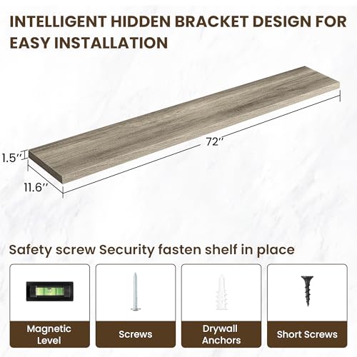 72 inch Floating Shelves for Wall