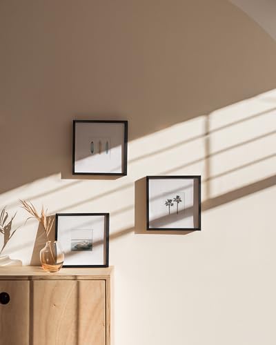 8x8 Black Metal Picture Frames Matted to 4x4 (3 Count)