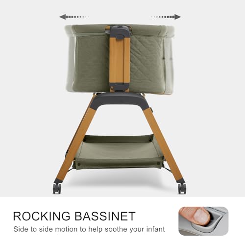 3-in-1 Baby Bassinet, Bedside Sleeper, Rocking Mode, Wheels, Green