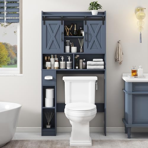 Over The Toilet Storage Cabinet with Sliding Doors