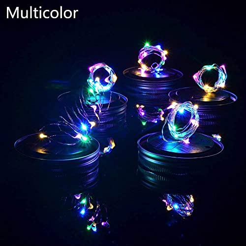 Solar Mason Jar Lid Light 8 Pack Multicolor Waterproof Outdoor Decor