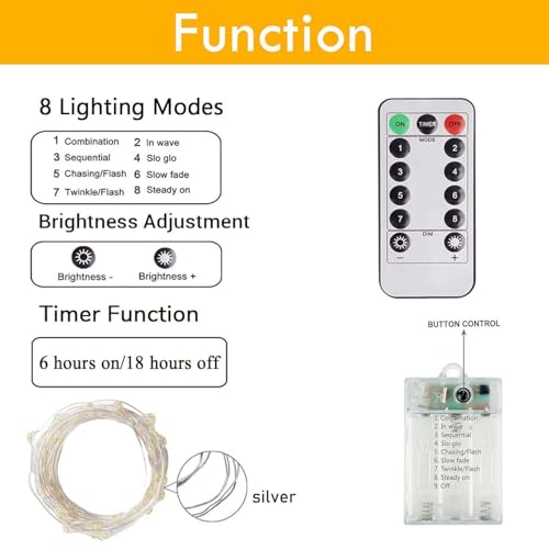 3 Pack Fairy Lights Battery Operated with Remote Xmas Twinkle Lights Blue (3 Count)