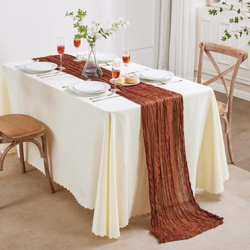 6 Pack Fall Table Runner Terracotta Cheesecloth 35×120 Inch Boho Home Decor