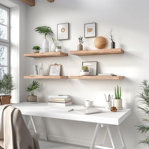 Wood Floating Shelves for Wall Decor (4 Count)