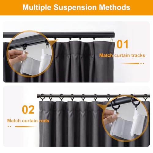 Room Divider Curtains Blackout Floor to Ceiling Curtain with Hook Wall Mount Sliding Door Curtains Ceiling Mount Extra Wide Curtain Wall Divider for Room Separation