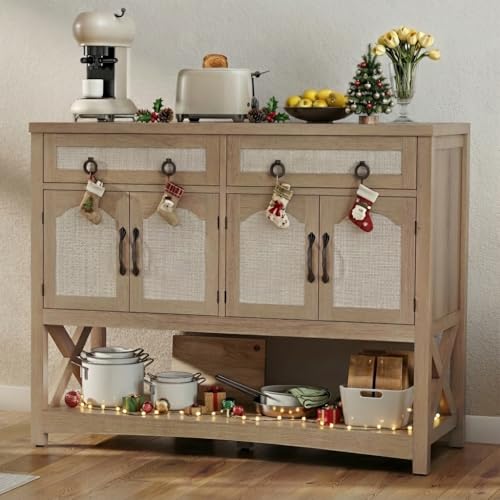 47.2" Rattan Buffet Sideboard with 2 Drawers