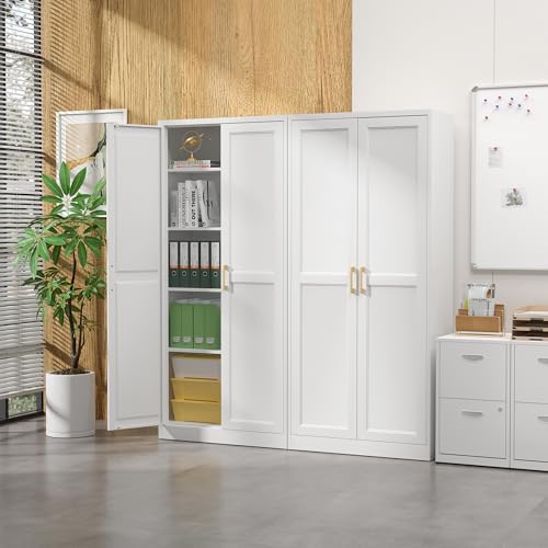 71"Metal Pantry Storage Cabinet with Doors & 4 Adjustable Shelves