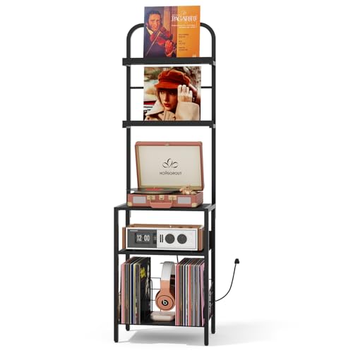 Record Player Stand with Vinyl Storage (5 Count)