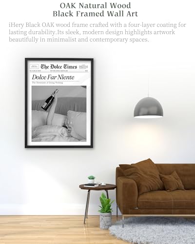 16x20in Dolce Far Niente Black Framed Newspaper Wall Art