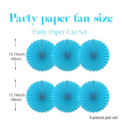Blue Hanging Paper Fans 16in Hanging Paper Fans DIY Set (30 Count)