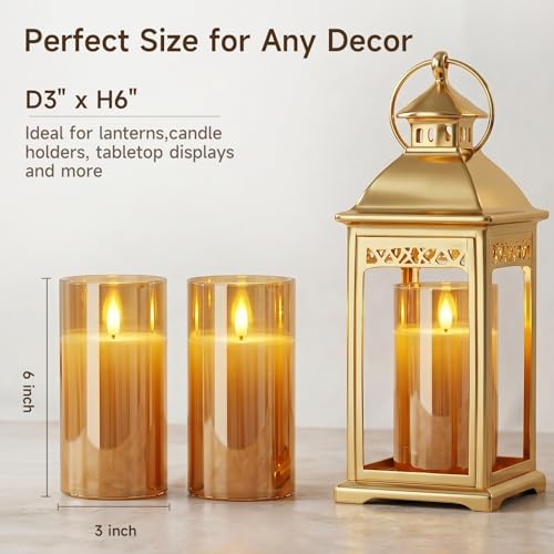 Amber Glass Flameless Candles (2 Count)