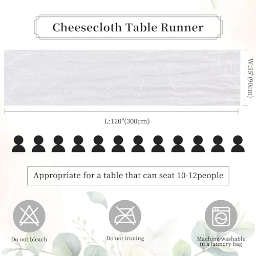 6 Pack White Cheesecloth Table Runner 35×120Inch Fall Boho Gauze Home Decor (21.12 Ounce)