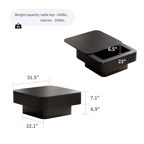 Square Small Coffee Table with Storage