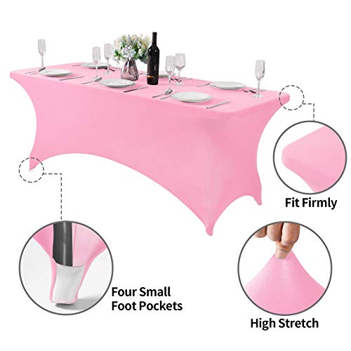 Spandex Table Cover for 6Ft or 4fT or 8ft Table Universal Fitted Stretch Tablecloth for Party