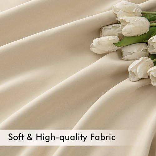 Cream Beige Back Tab Blackout Curtains 52x96 Inch Long 2 Panels Set (2 Count)