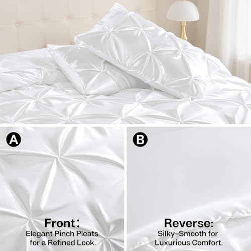 Satin Twin XL Comforter Set White
