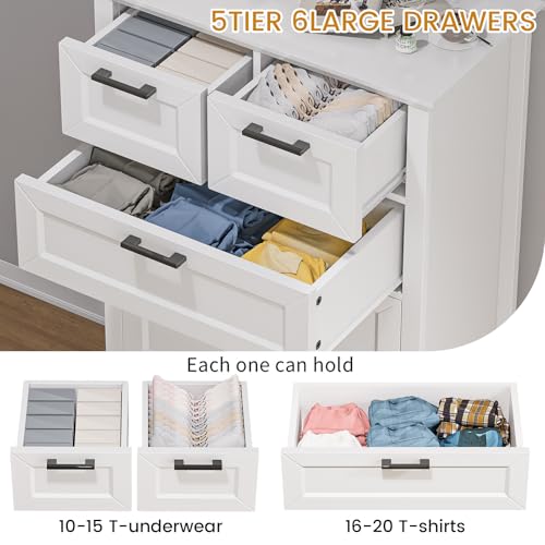 Odeekea White Dresser with 6 Drawers