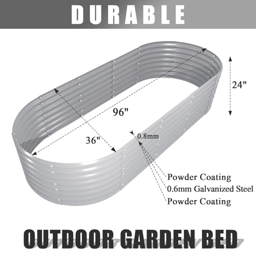 8x3x2ft Galvanized Raised Garden Bed