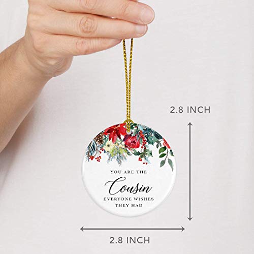 Round Ceramic Porcelain Christmas Tree Ornament Keepsake Gift for Cousins