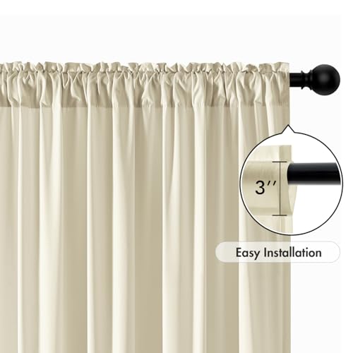 Cream Beige Privacy Sheer Curtains 2 Panels 42W x 63L (2 Count)