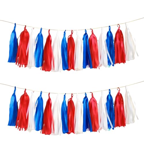 Red White Navy Paper Tassel (17.25 Foot)