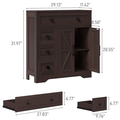 Farmhouse Storage Cabinet with 2 Doors and 4 Drawers