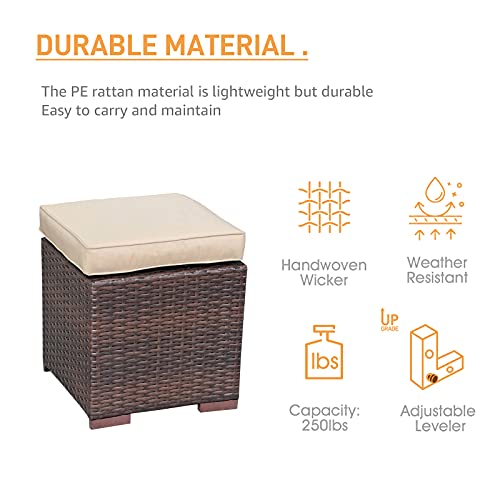 2 Pieces Assembled Outdoor Patio Ottoman