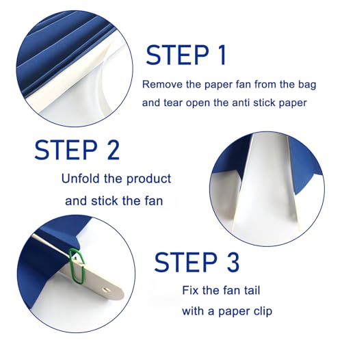 Blue Birthday Decorations DIY Blue Paper Fans Hanging Decoration 8in (30 Count)
