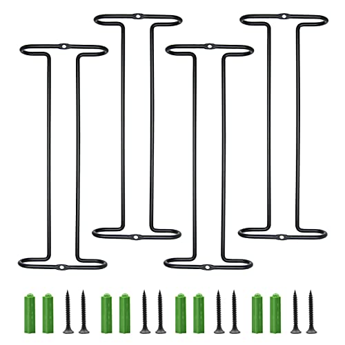 10 Inch Wine Glass Rack Under Cabinet Shelf Stemware Storage Hanging Hanger Organizer Glasses Holder with Drying Under Counter Metal for Kitchen and Bar Set of 4 Black (4 Count)