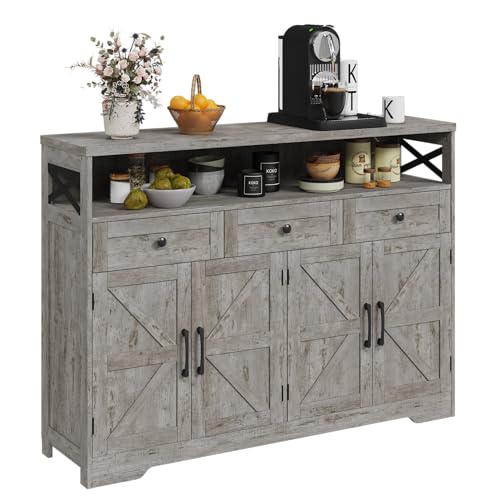 Farmhouse Buffet Cabinet with Drawers & Barn Doors