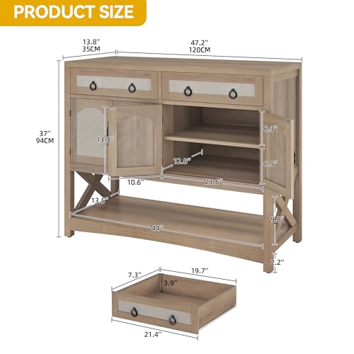 47.2" Rattan Buffet Sideboard with 2 Drawers