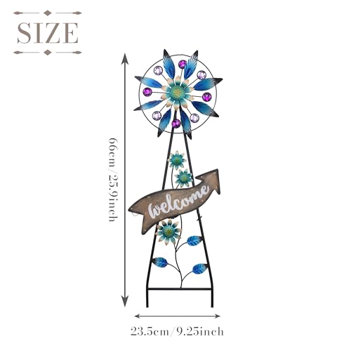 Solar Metal Wind Spinner Garden Stake Mom Gift 26"