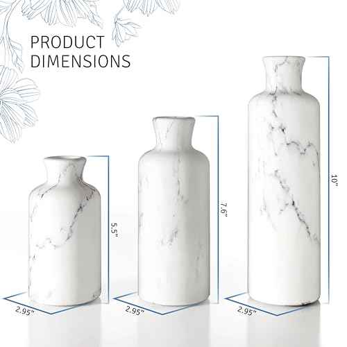 White Marble Look Vases Home Decor (3 Count)
