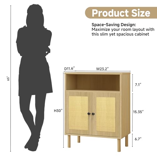 Boho Accent Cabinet with Rattan Doors