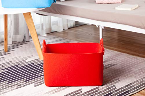 Storage Basket Felt Storage Bin Collapsible& Convenient Box Organizer with Carry Handles for Office Bedroom Closet Babies Nursery Toys Laundry