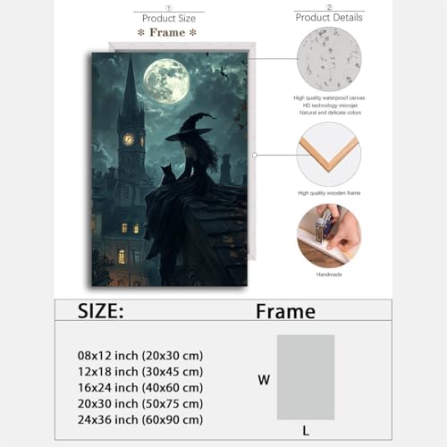 Halloween Witch Black Cat Wall Art
