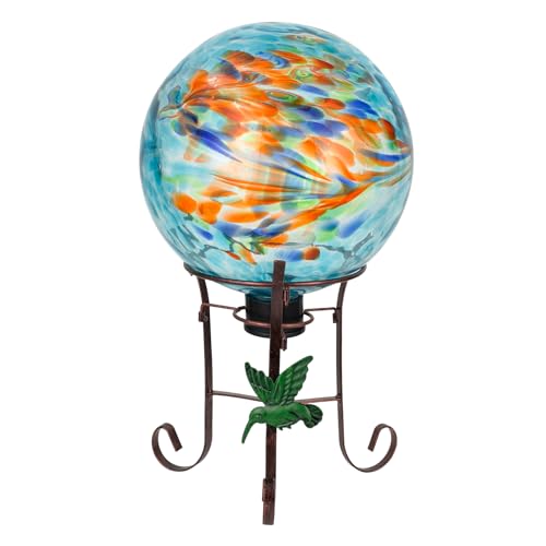 10 Inch Glass Gazing Ball with 9.4" H Metal Stand