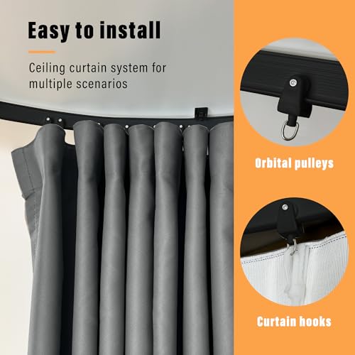 Room Divider Curtains with Flexible Ceiling Curtain Tracks Set